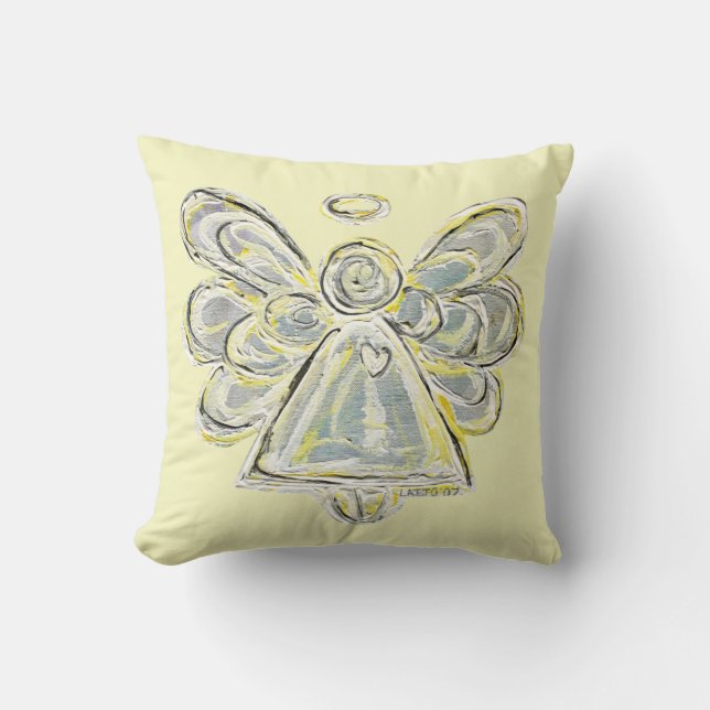 White Guardian Angel Decorative Art Throw Pillow (Front)