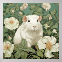 White Guinea Pig Floral background