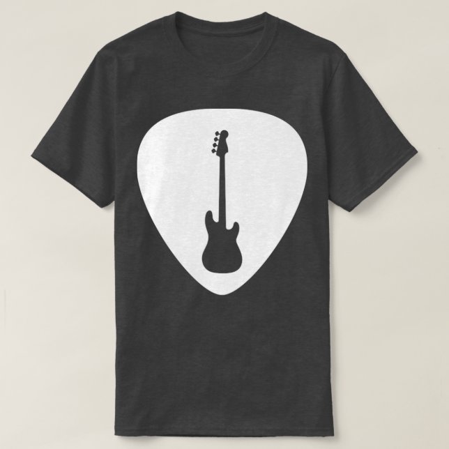 White Guitar Pick Guitarist  T-Shirt (Design Front)