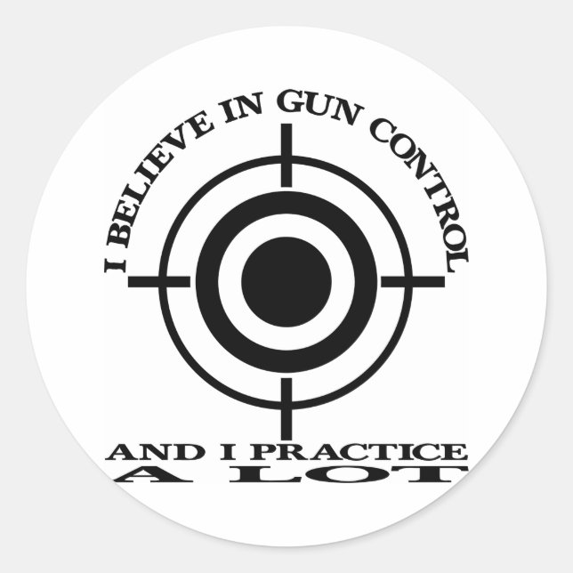 White Gun Control Practice Lot Classic Round Sticker (Front)