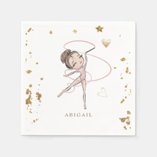 White Gymnastics Tumble & Twirl Birthday Party Napkin