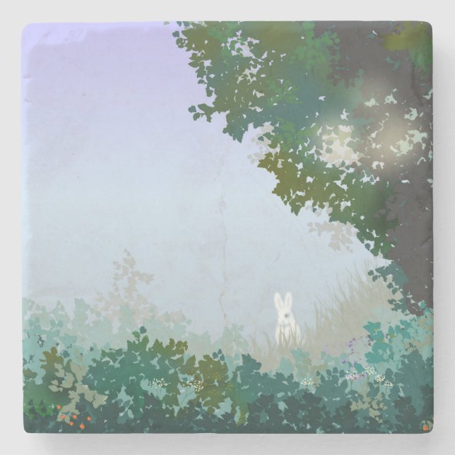 White Hair on a Misty Morning Stone Coaster (Front)