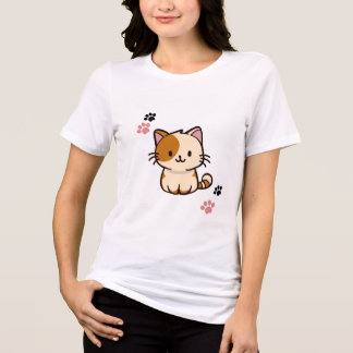 White half sleeve shirt with cat design 