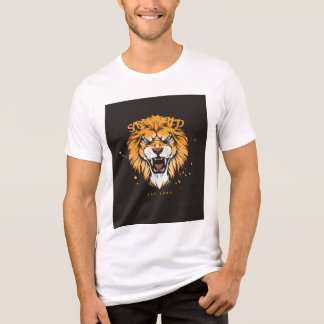 white half sleeve t shirt with lion design 