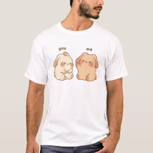 White Half Sleeves Cute Bunny T-Shirt design.