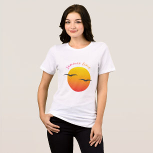 white half sleeves t shirt with sun design