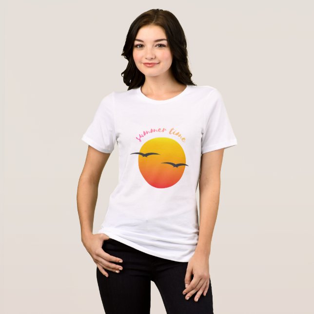 white half sleeves t shirt with sun design (Front Full)