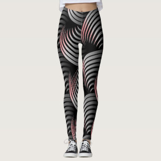 White Half Swirling on Black Background Leggings