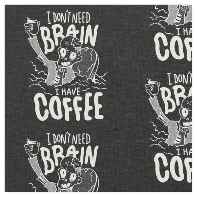 white halloween coffee drinking zombie fabric (Close Up)