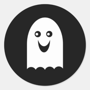 White Halloween Ghost Classic Round Sticker