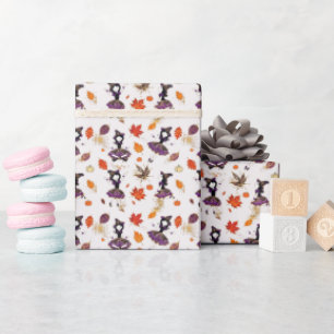White Halloween Little Witch Wrapping Paper