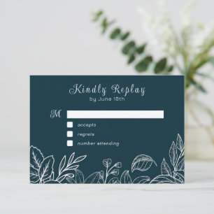 White Hand Drawn Leaves Enclosure Card