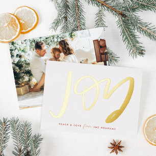 White Hand-Lettered Joy Photo Gold