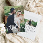 White Hand Lettering Photo Wedding Thank You Card<br><div class="desc">Celebrate your special day with our customisable photo wedding thank you card, featuring elegant hand lettering. Upload your favourite wedding photos and personalise by adding your names, wedding date and message. This photo wedding thank you card is available in other cardstocks. Order your customisable photo wedding thank you cards today,...</div>