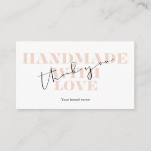 White Handmade With Love Thank You Small Business Card