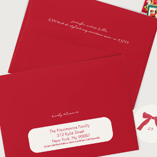 white handwritten ink berry red holiday custom envelope