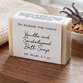 White Handwritten Look Soap Label