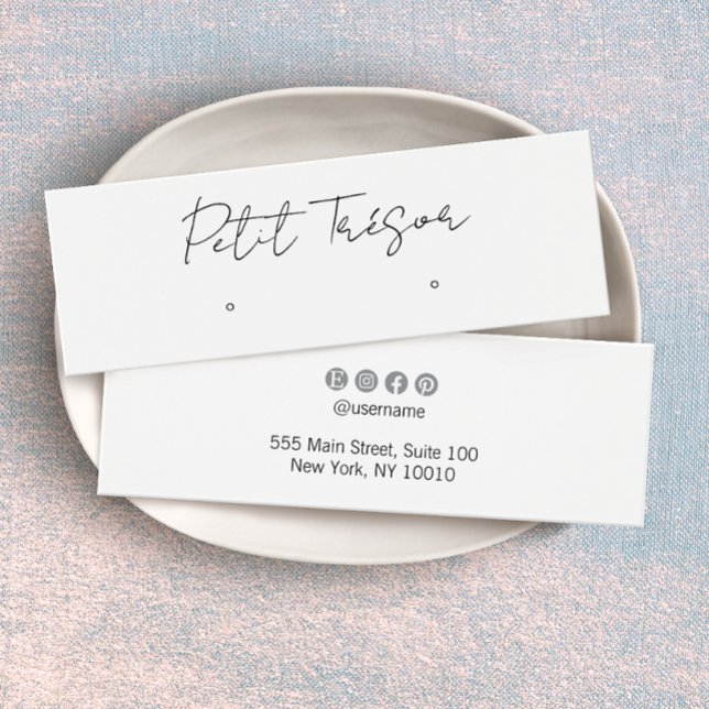 White Handwritten Script  Stud Earring Display (Creator Uploaded)