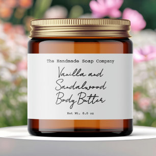 White Handwritten Typed Look Cosmetics Jar Label