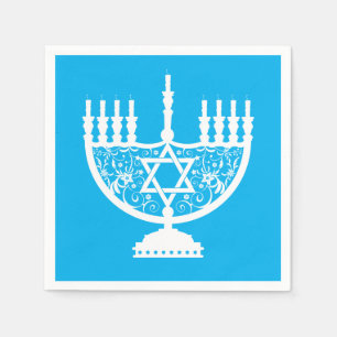 White Hanukkah menorah Napkin