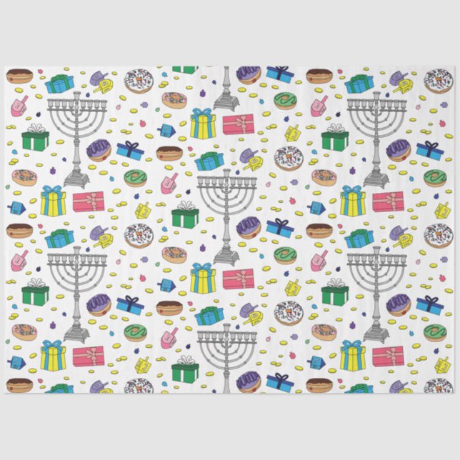 White Hanukkah Pattern  Tissue Paper (Front)