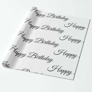 White Happy Birthday Wrapping Paper