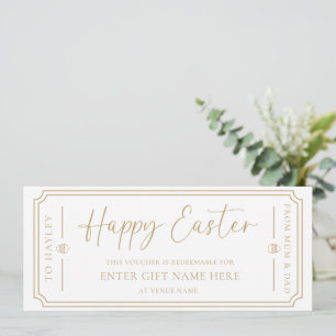 White Happy Easter Gift Voucher Card