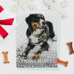 White Happy Howlidays Pet Lover Holiday Photo Card