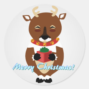White Happy Reindeer Stickers