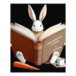 White Hare Easily Distracted by Books! Poster