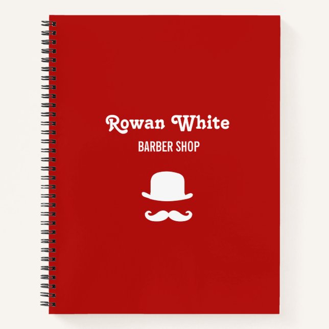 White hat and moustache silhouette red notebook (Front)