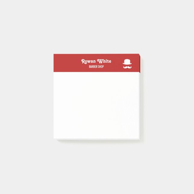 White hat and moustache silhouette red post-it notes (Front)