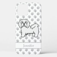 White Havanese Cartoon Dog Illustration & Name