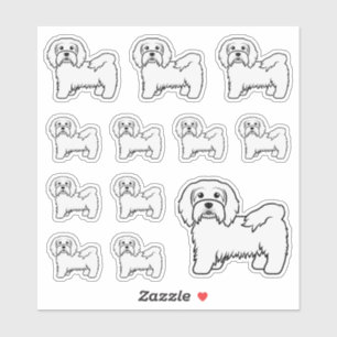 White Havanese Cute Cartoon Dog Illustrations
