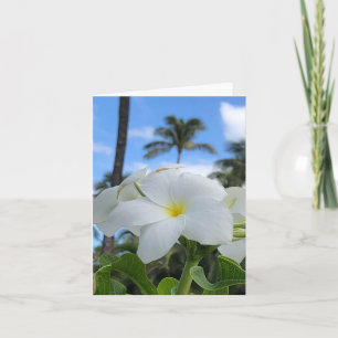 White Hawaiian Flowers Small Folded Greeting Card