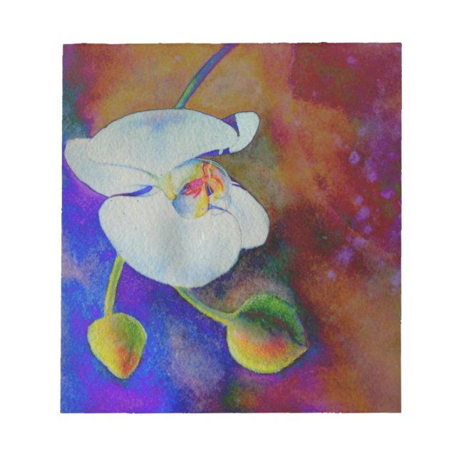 White Hawaiian orchid watercolor painting Notepad (Front)