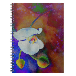 White Hawaiian orchid watercolor painting Spiral Notebook