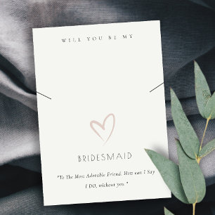 WHITE HEART BRIDESMAID GIFT NECKLACE DISPLAY PLACE CARD