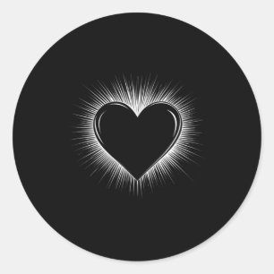 White Heart Cool Valentines Day Men Women Love Hea Classic Round Sticker