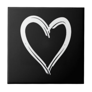 White Heart Funny Cute Design for Men and Women Tile
