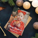White Heart Greenery Photo Merry Christmas Holiday Card<br><div class="desc">Double sided Christmas card personalised with three photos,  one on the cover and two on the back. Traditional photo Christmas card with your photo covering the card and Merry Christmas and a happy new year in white lettering with a heart and greenery divider.</div>