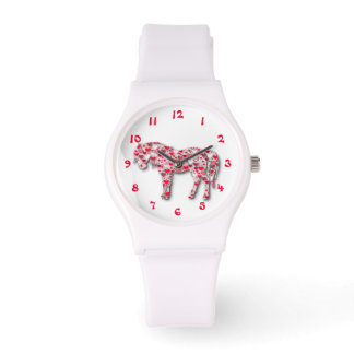 White Heart Horse Pony Watch
