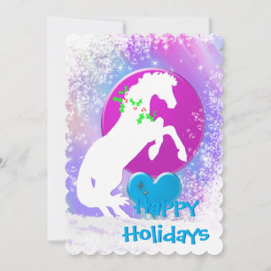 White Heart Horses V Holiday (Colourful Haze) Card