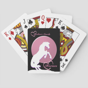 White Heart Horses V (Pink) Playing Cards