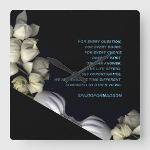 "White heart in black from moon" & Doubt Square Wall Clock