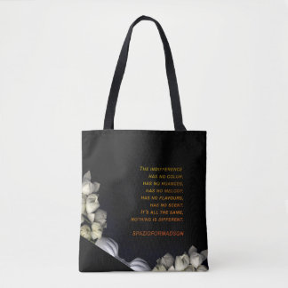 "White heart in black from moon" & Indifference Tote Bag
