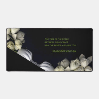 "White heart in black from moon" & Time Desk Mat