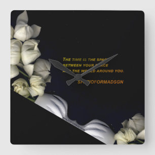 "White heart in black from moon" & Time Square Wall Clock