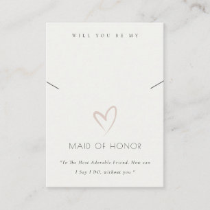 WHITE HEART MAID OF HONOR GIFT NECKLACE DISPLAY PLACE CARD