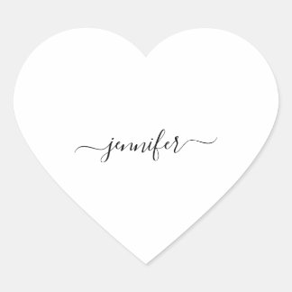 White Heart Minimalism Name Bridal Small Business Sticker